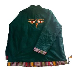 Men’s Half Zip Embroidered Tribal Wool Sweater